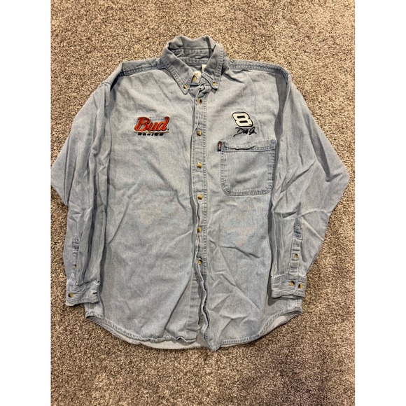 Winners Circle Bud Racing Dale Jr NASCAR Button Down Shirt Mens Large - Picture 1 of 9